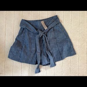 J. Crew Tie-Waist Shorts, Chambray, High Waist.  New with tags.